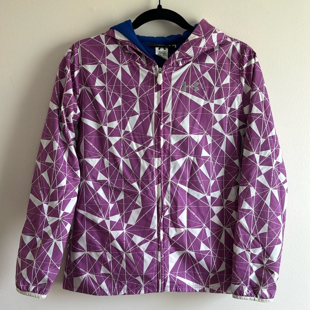 Under Armour Purple & White Geometric Kids Hooded Jacket